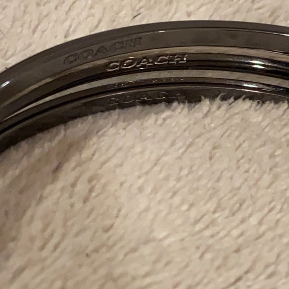 Coach Gun Metal & Crystal Bangle Bracelet Set - Picture 9 of 10